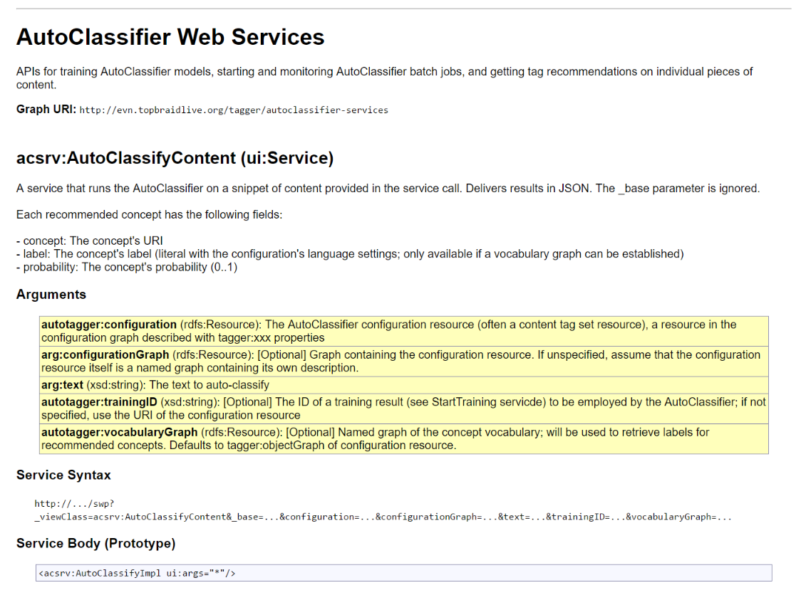 TopBraid EDG AutoClassifier Web Services
