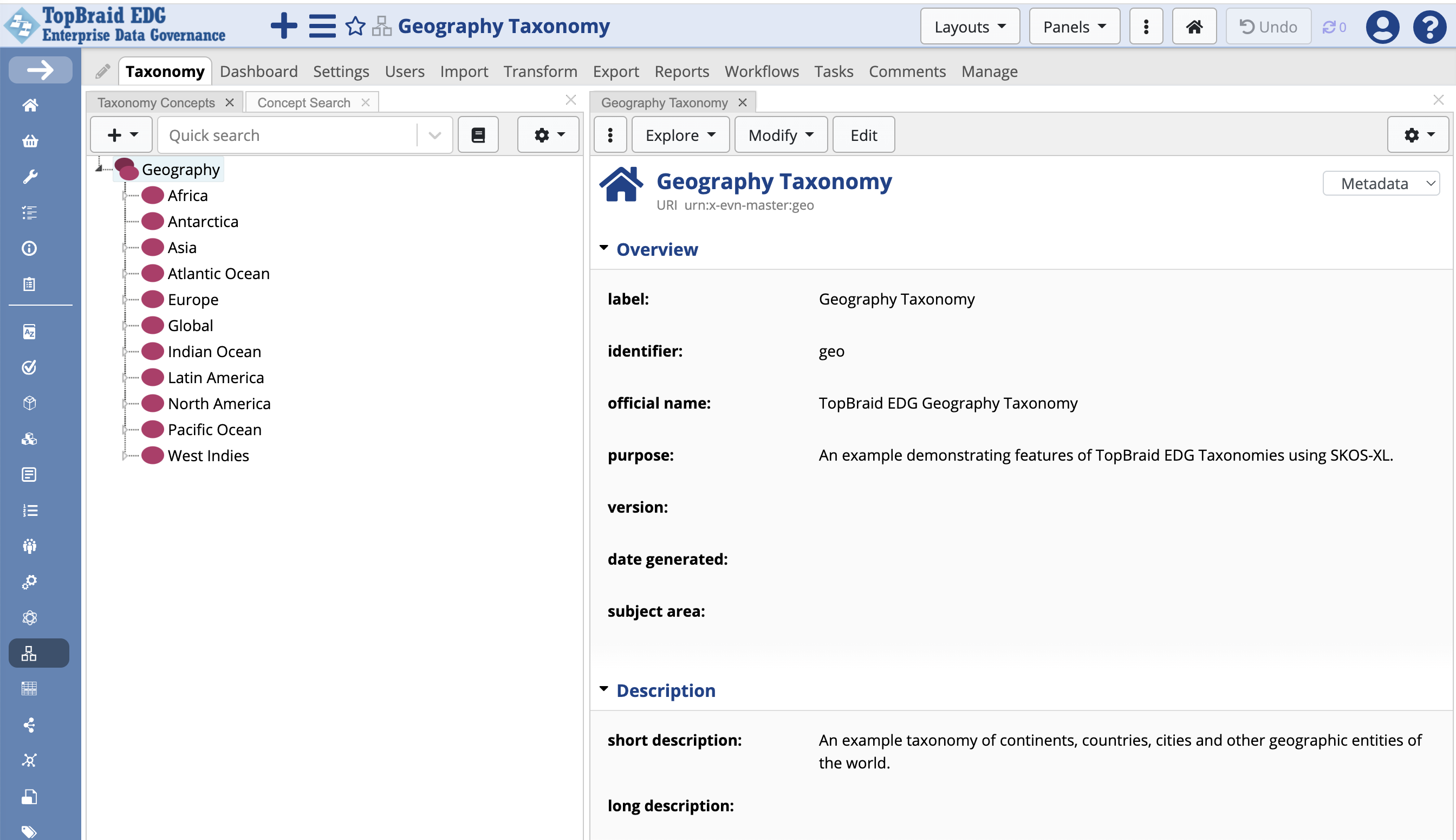 TopBraid EDG Geography Taxonomy Home Page