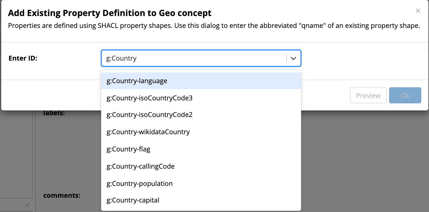 TopBraid EDG Add Existing Property Definition Dialog