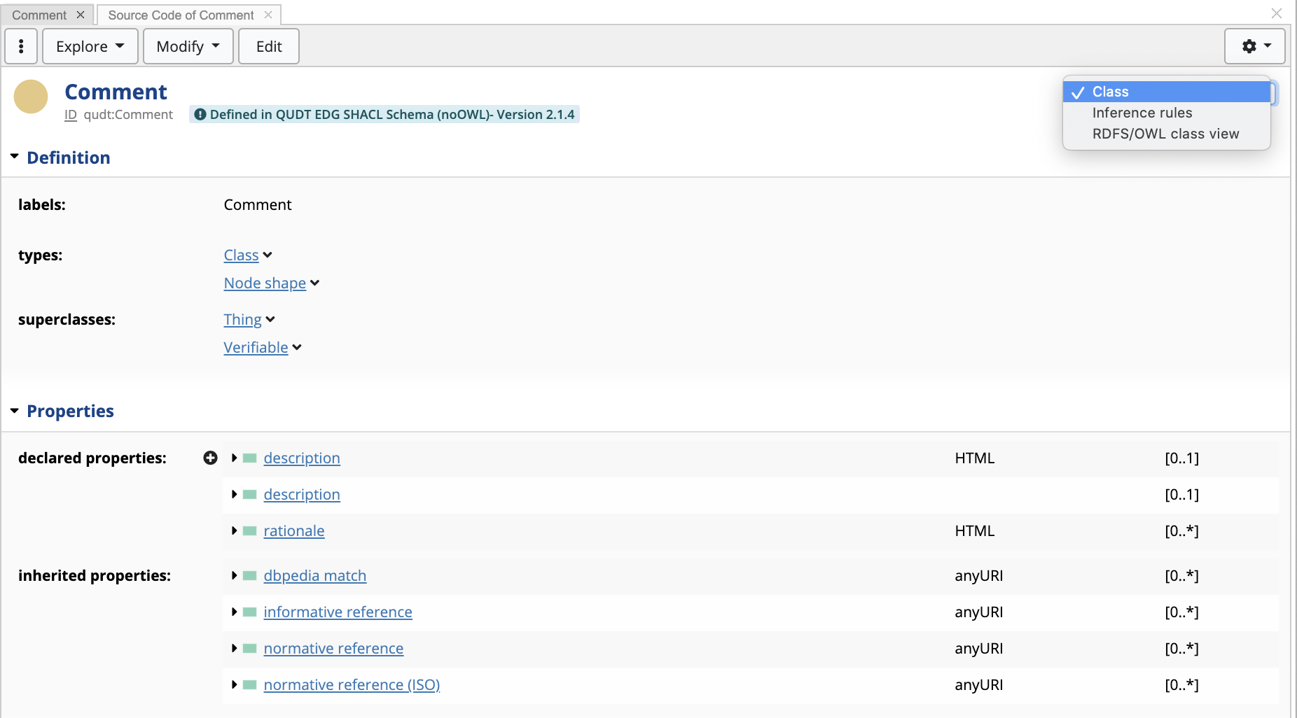 TopBraid EDG Class Forms Dropdown Options