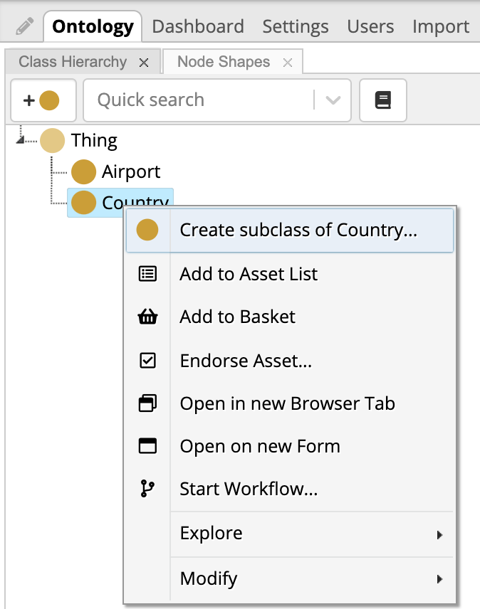 TopBraid EDG Ontology Right Click Options