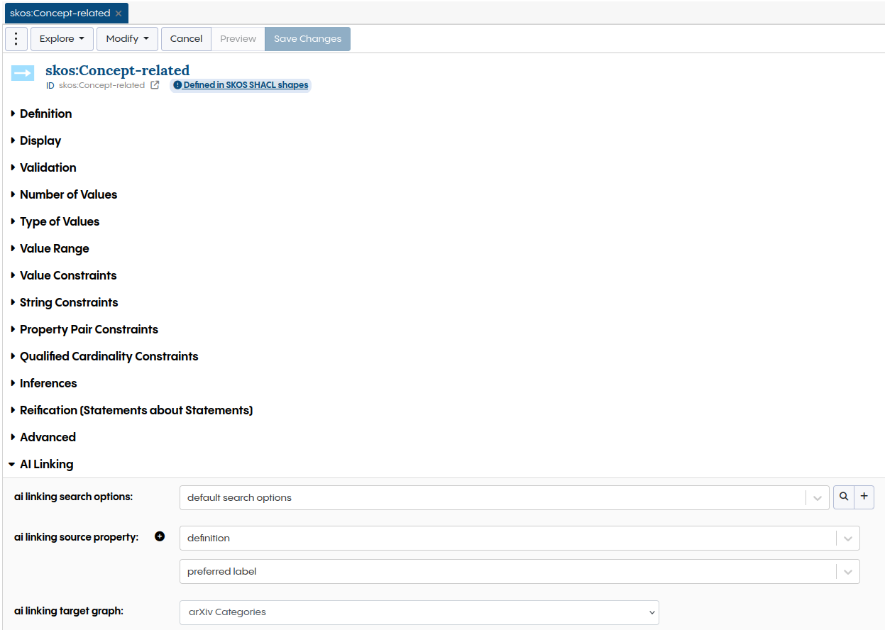 AI Linking configuration for SKOS Concept related