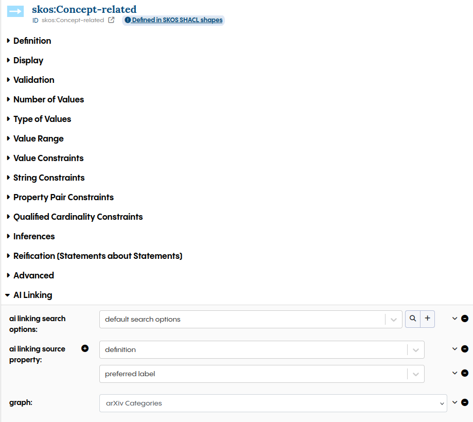 AI Linking configuration for SKOS Concept related