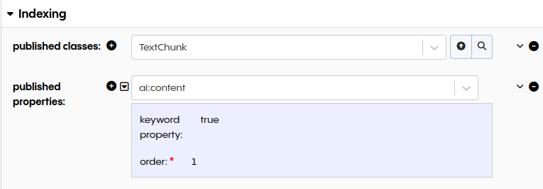 Indexing for TextChunks in Vector Index Configuration