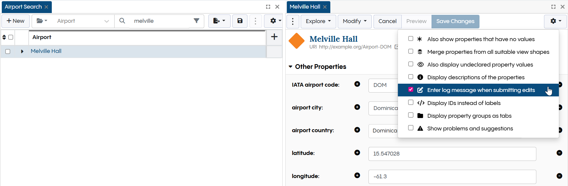 Codes Tab - Save Changes to Melville Hall