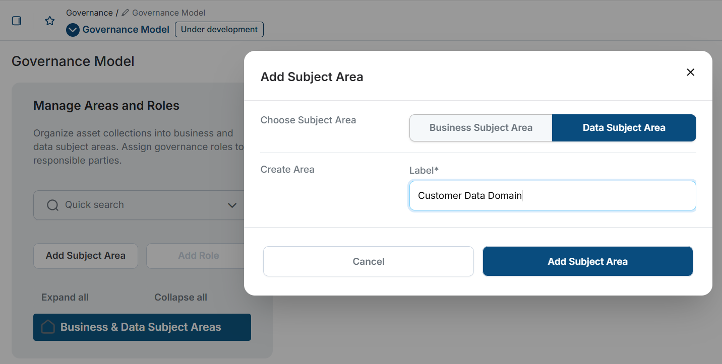 Create Business Area