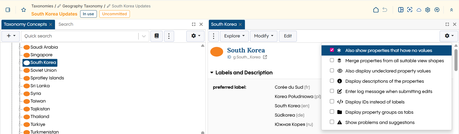 Edit Geography Taxonomy