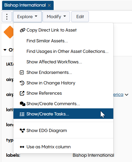 TopBraid EDG Explore - Show Tasks