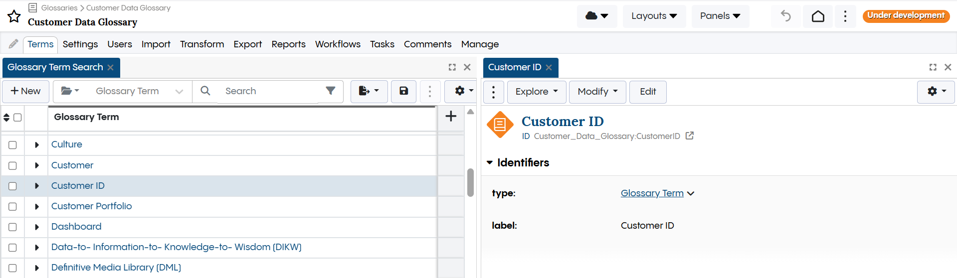 TopBraid EDG Glossary - Customer ID