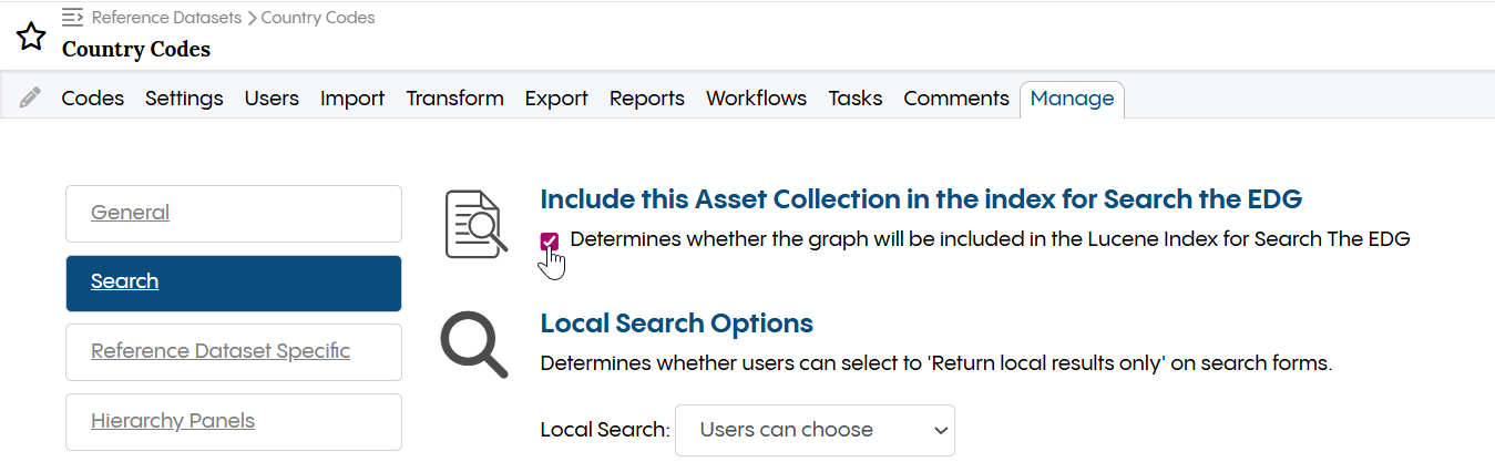 TopBraid EDG Configure Search the EDG
