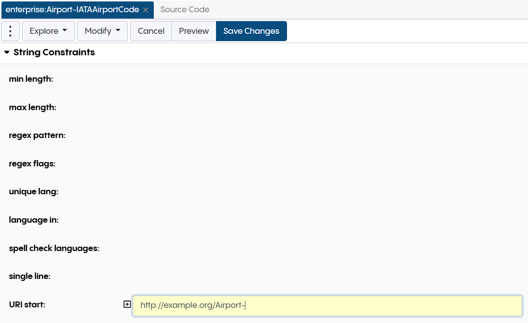 TopBraid EDG String Constraints Form