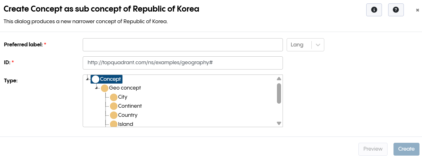 TopBraid EDG Create Subconcept Menu
