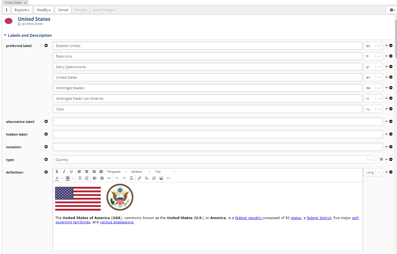 Asset Information - United States