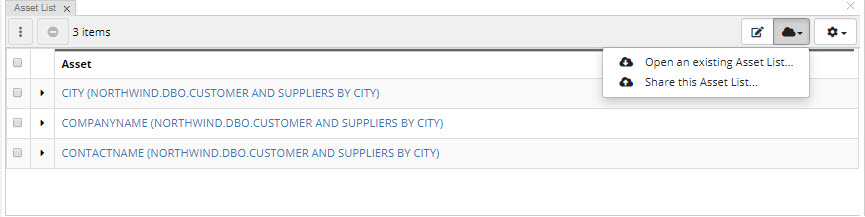 Asset List Options