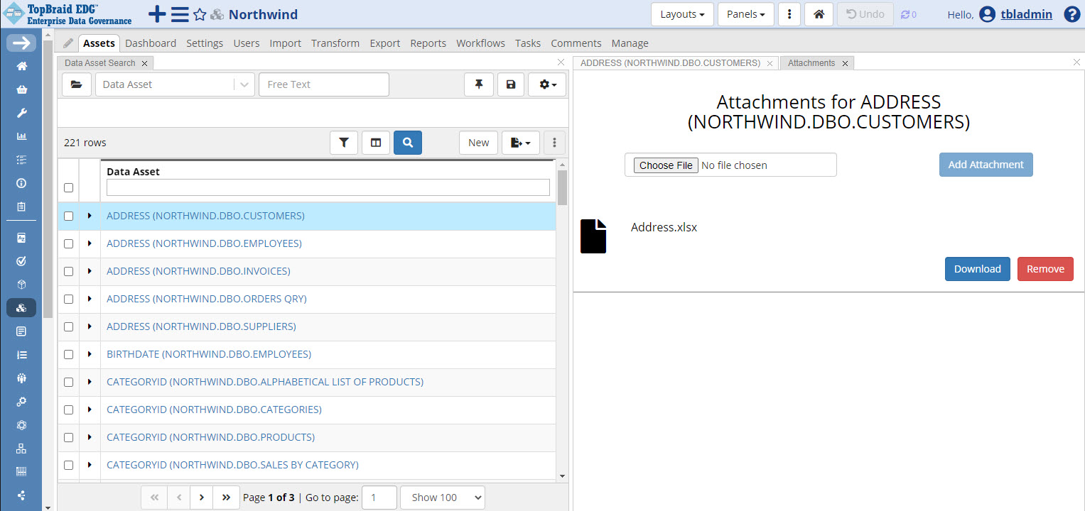 Attachments Panel Page