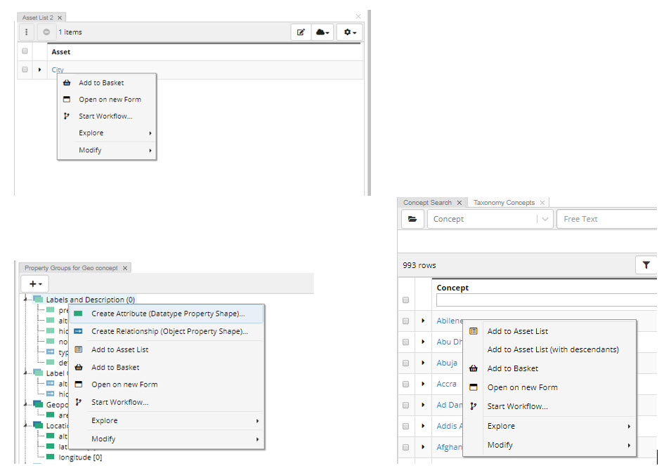 Asset Menus