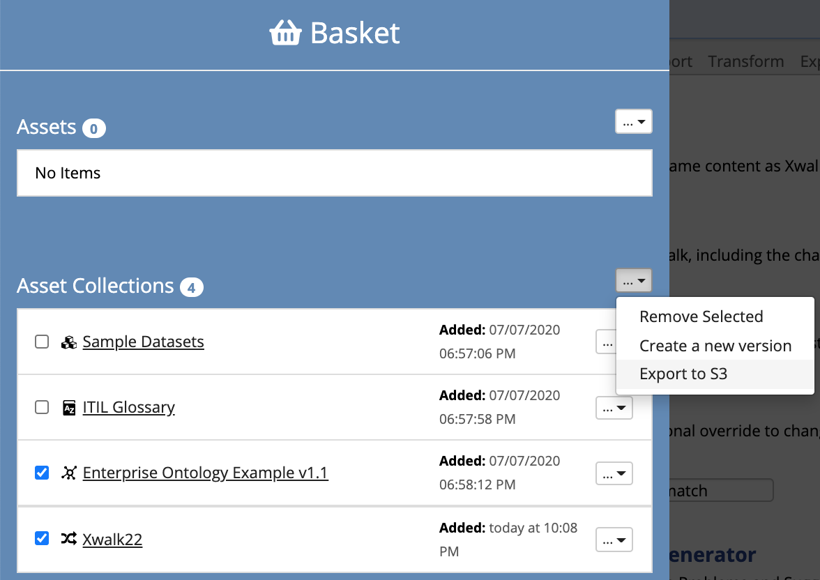 Export Asset Collections Using Basket