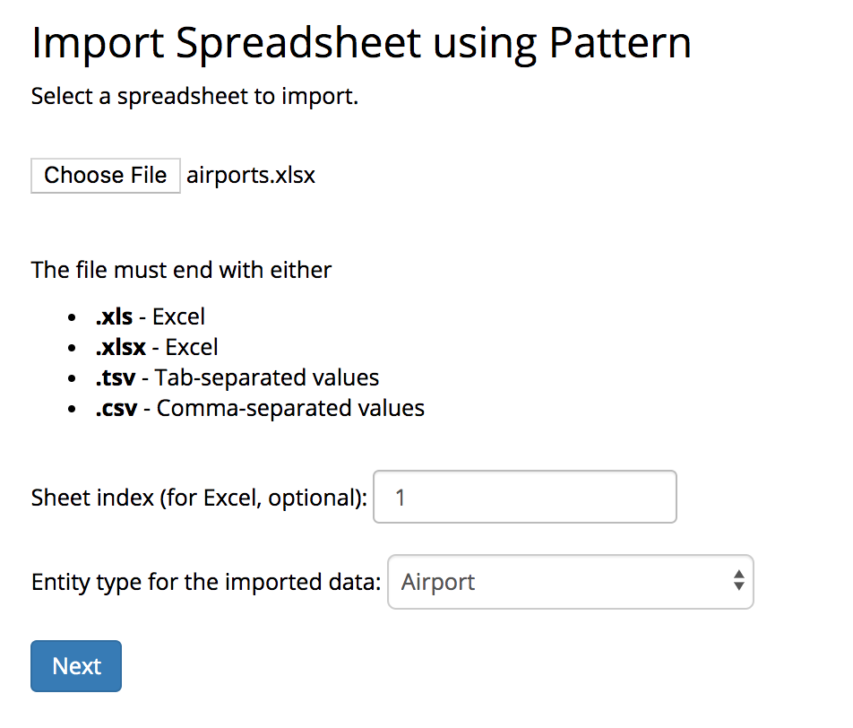 Import Spreadsheet using Pattern