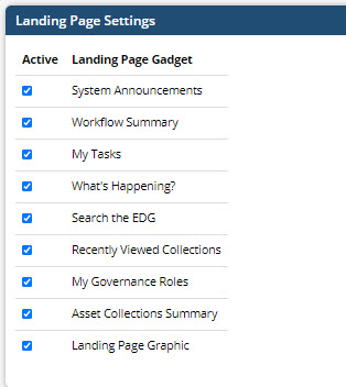 Landing Page Settings