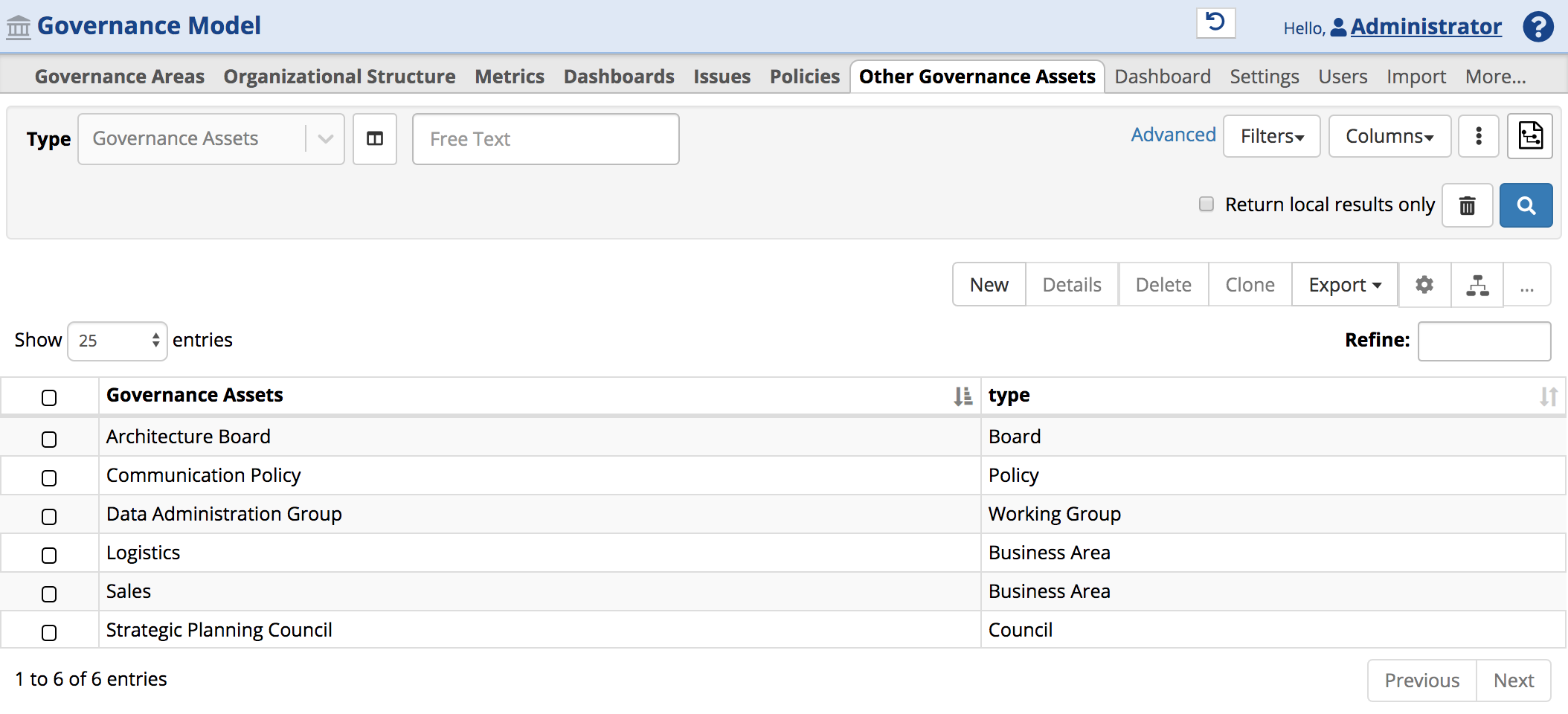 Other Governance Assets Page