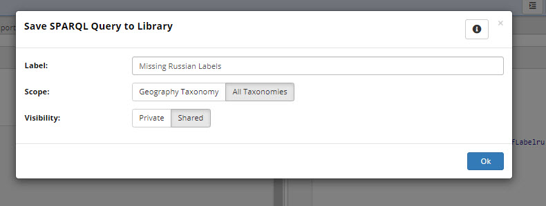 Save SPARQL Query to Library Dialog