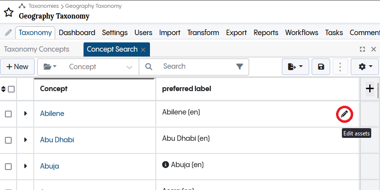 Search Panel Tabular Edit