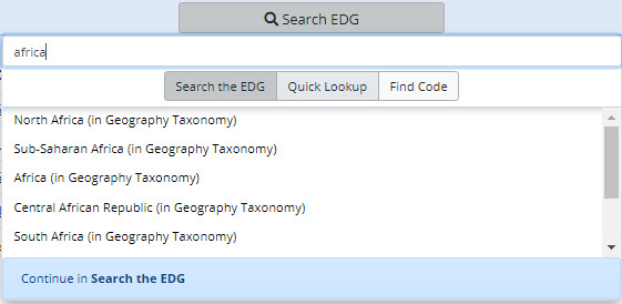 Global Search header