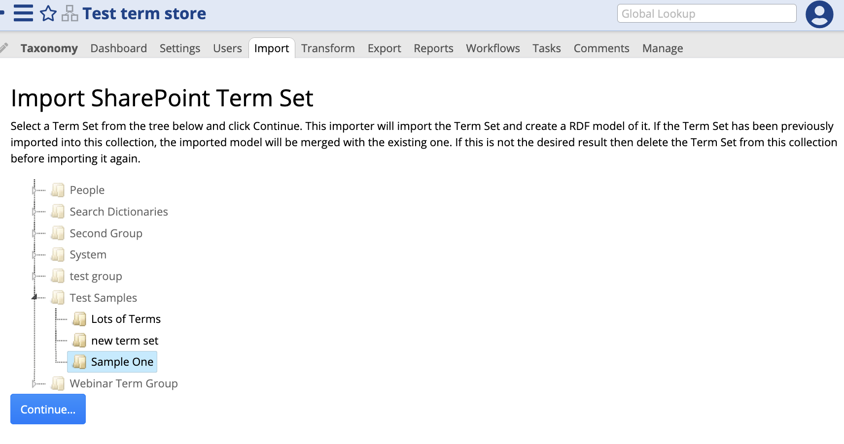 Import Sharepoint Term Store Select Set