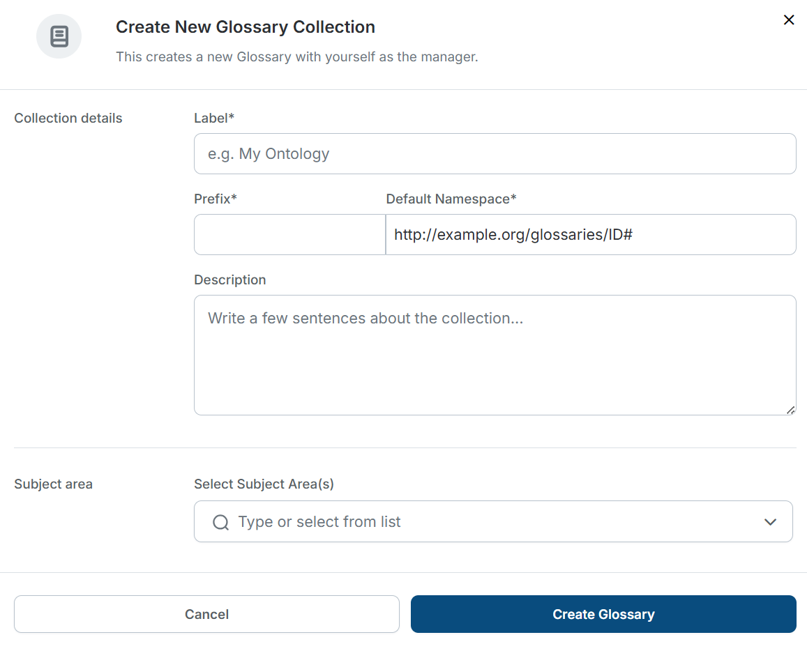 Create New Glossary
