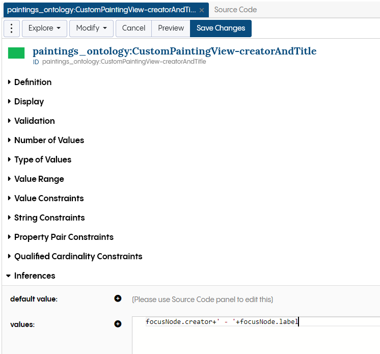 TopBraid EDG Add Values to Inferences Section