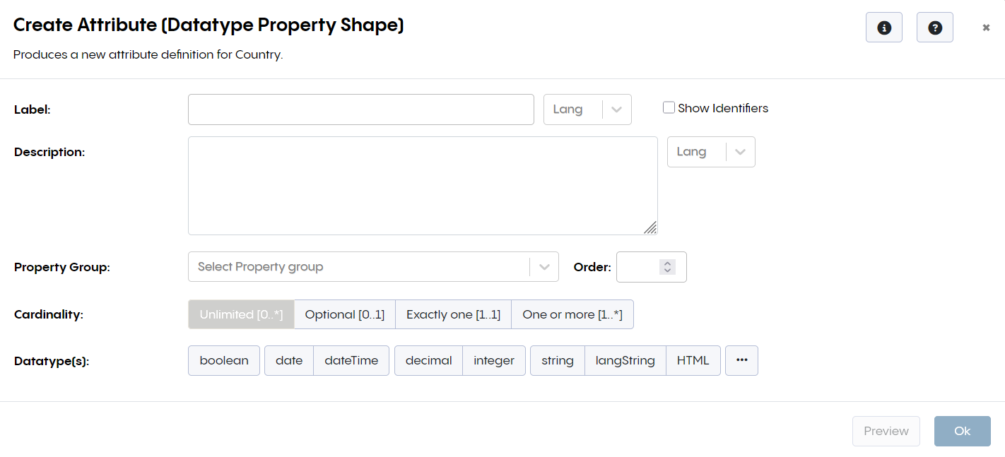 TopBraid EDG Create Attribute Dialog