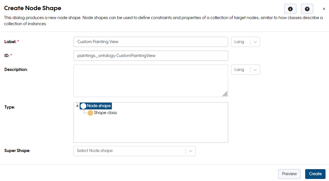 TopBraid EDG Create Node Shape Dialog
