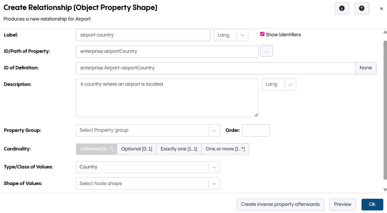 TopBraid EDG Create Relationship Form