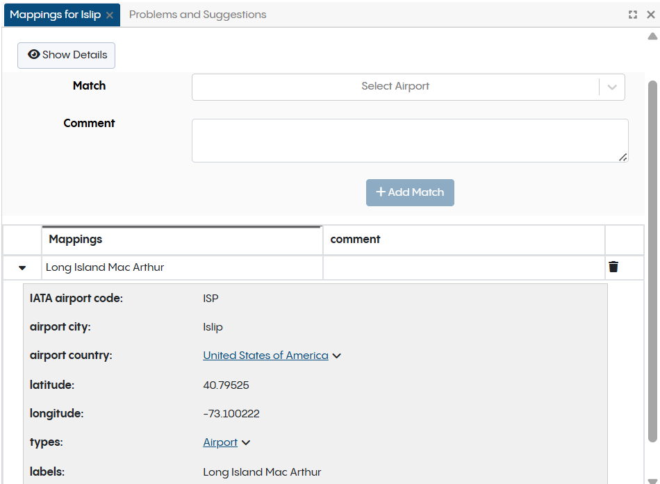 TopBraid EDG Flight Tracker Mapped - Airport Info