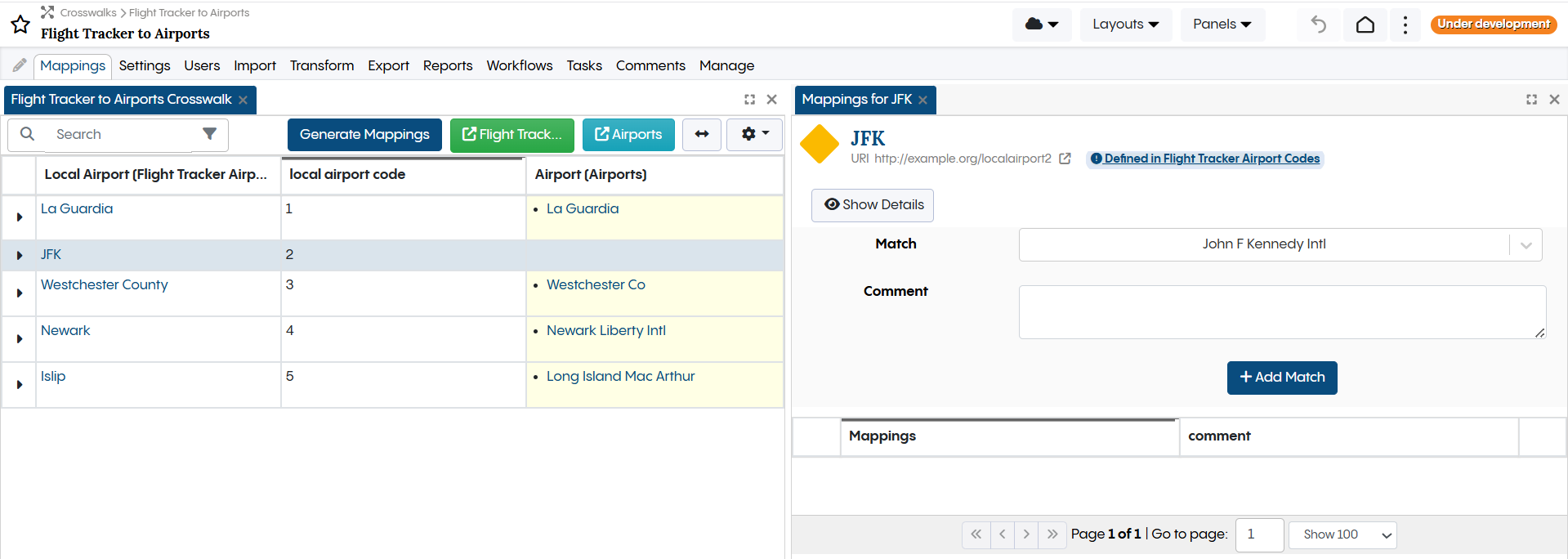 TopBraid EDG Flight Tracker Mappings - JFK