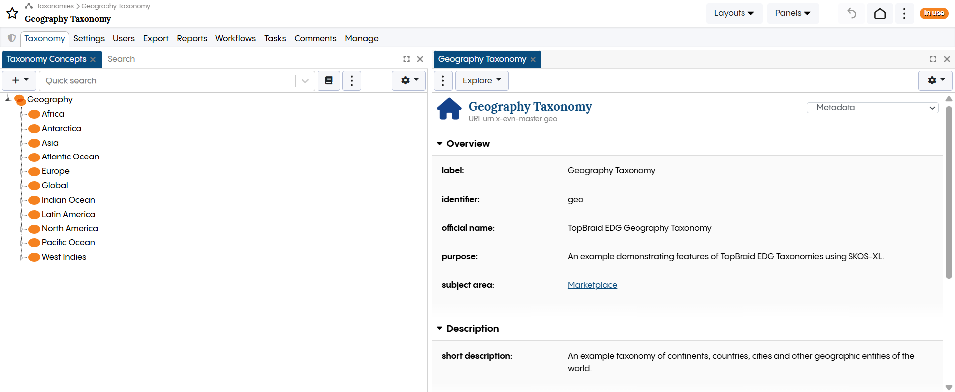 TopBraid EDG Geography Taxonomy Home Page