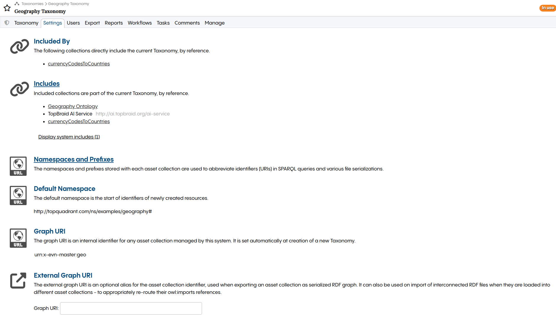 TopBraid EDG Geography Taxonomy Includes