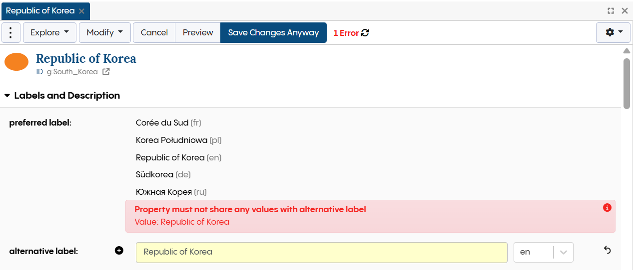 TopBraid EDG Taxonomy Preferred Labels