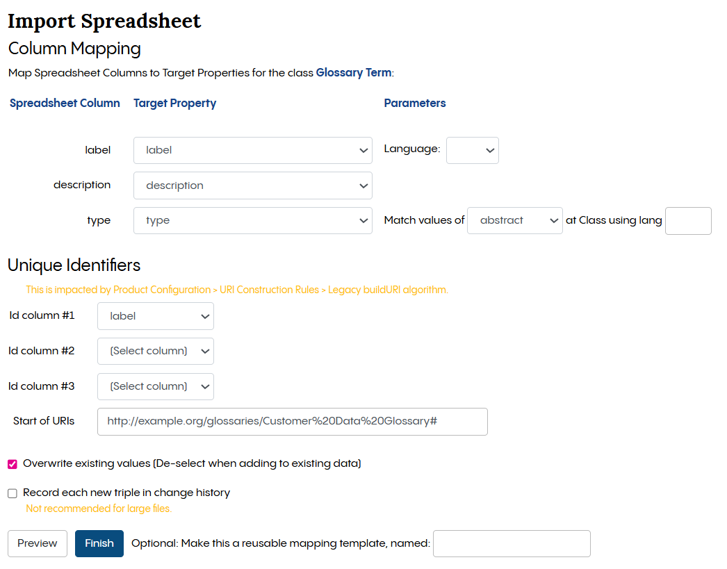 TopBraid EDG Import Spreadsheet
