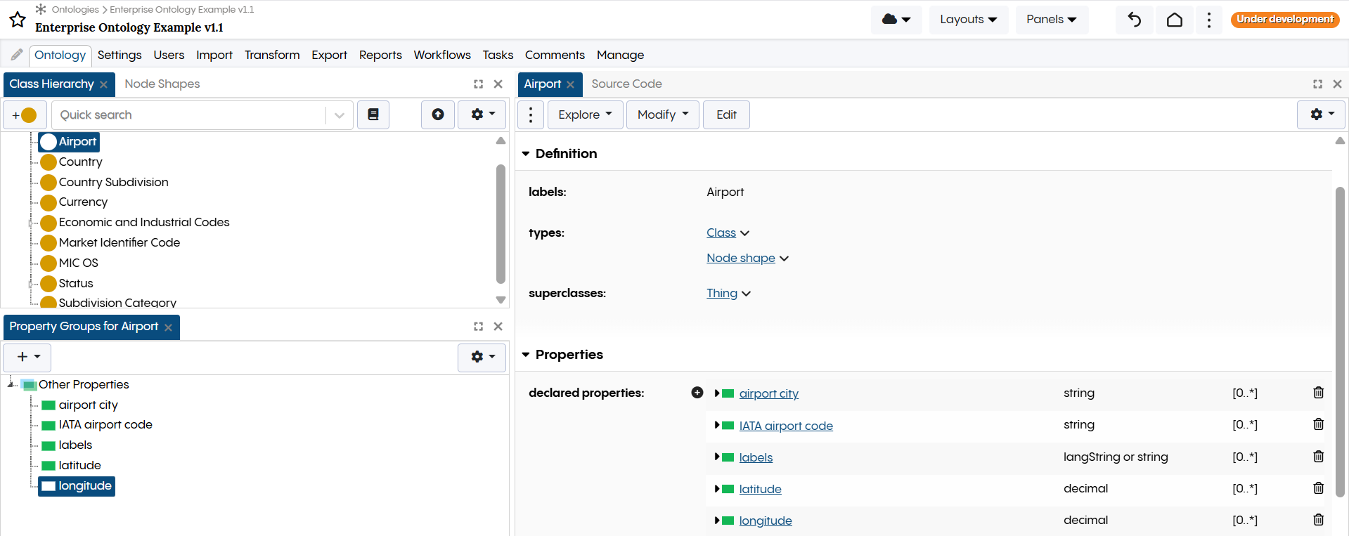 TopBraid EDG Ontology Airport Attritubes
