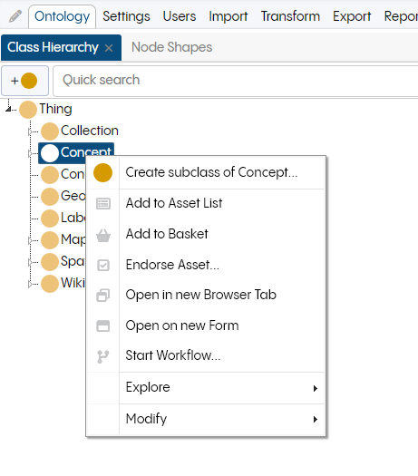 TopBraid EDG Ontology Right Click Options