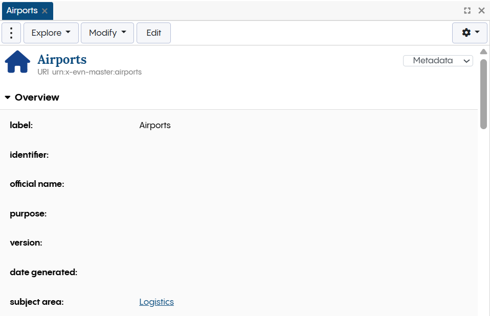 TopBraid EDG Codes Tab - Subject Area