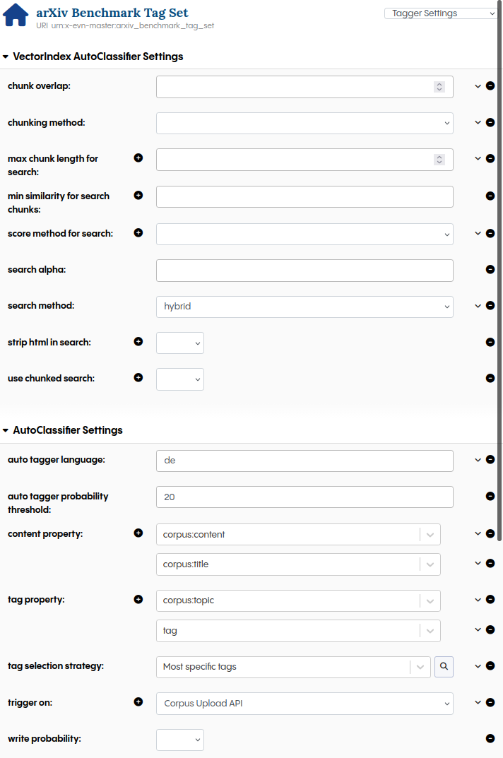 TopBraid EDG Tagger Settings fields