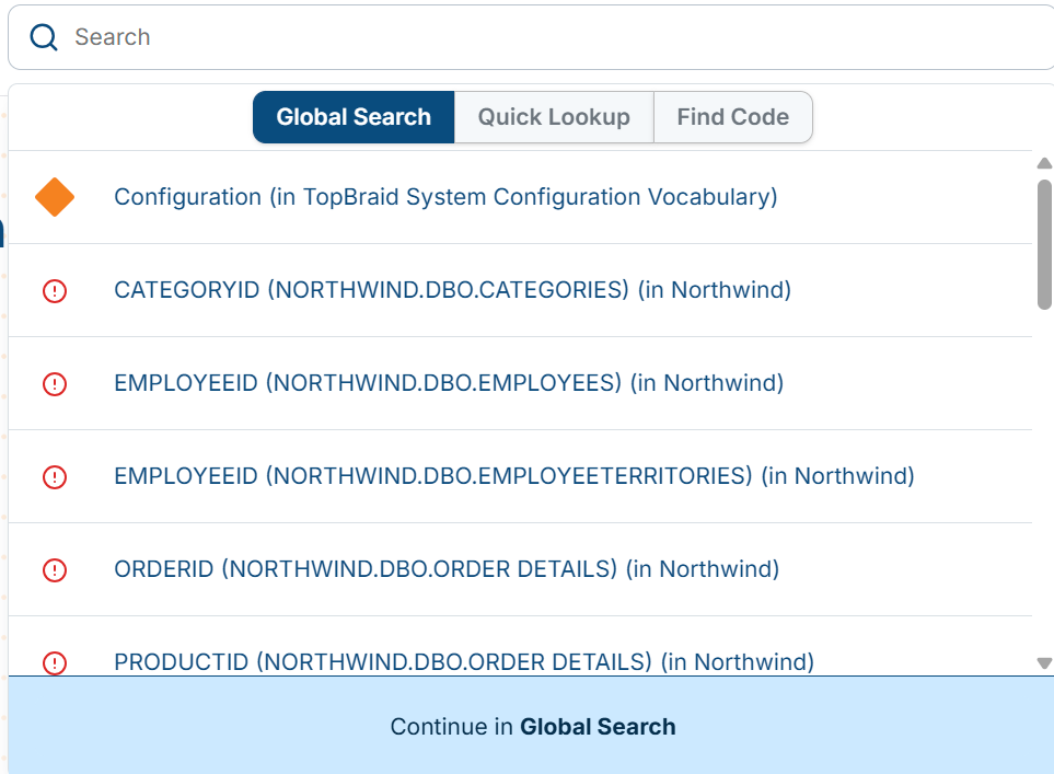Search header