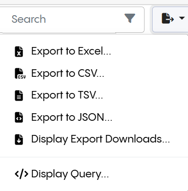 Search Results Export Options