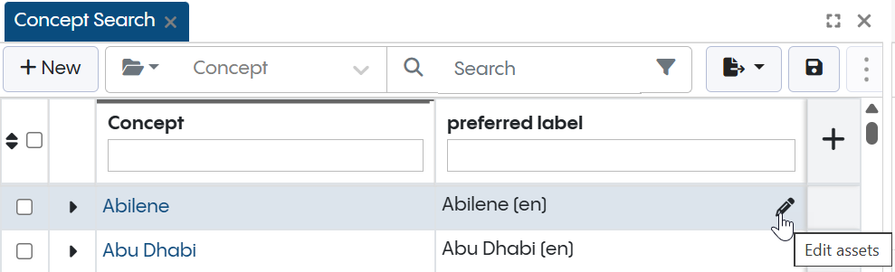 Search Panel Tabular Edit